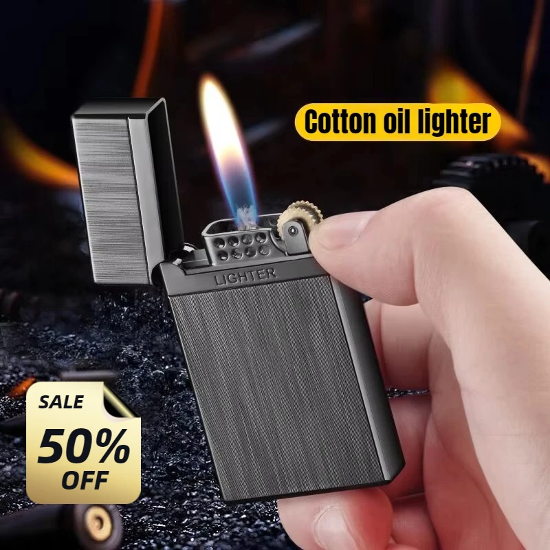 

New Langsheng Kerosene Lighter, Grinding Wheel, Fuel Creative, Ultra-thin, Business Crisp , Personalized Men's Cigarette Lighter