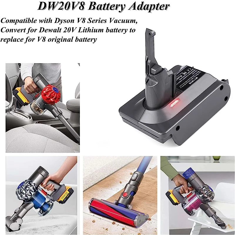 Makita/Dewalt/Milwaukee 18V 리튬 이온 배터리 용 Dyson V6 V7 V8 용 배터리 어댑터 DC59 DC58 DC62 SV09 SV05 SV10 V8 Absolute
