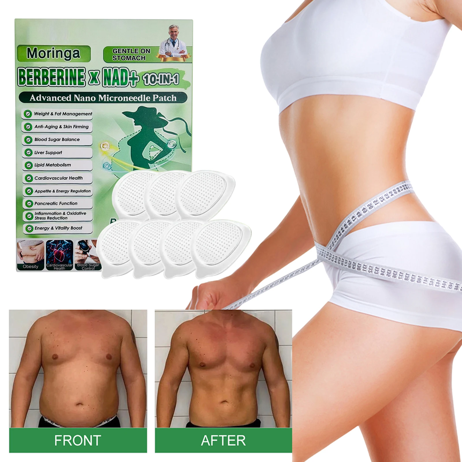 7 Pcs 10-In-1 Moringa Body Care Patch Moisturizing Firming Skin Advanced Herbal Skin Patch comfort for All Skin Types for Women