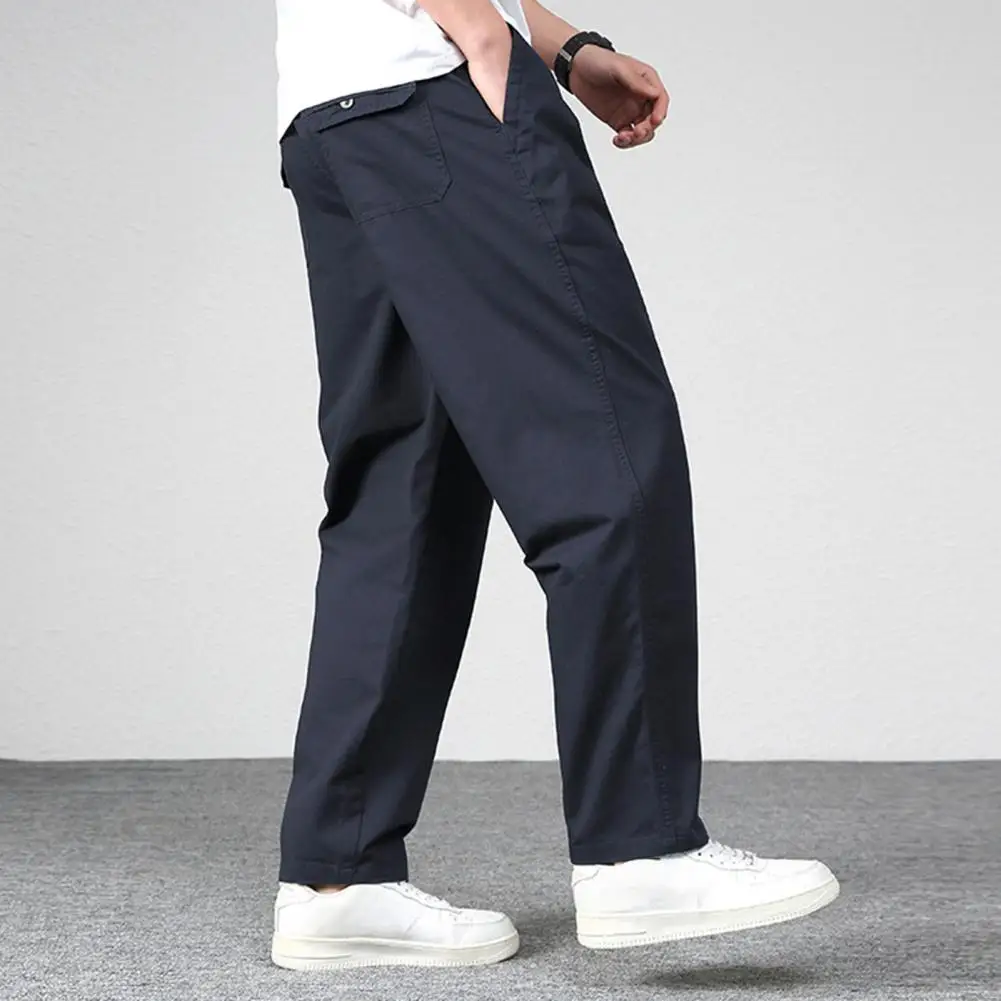 Pantalon Décontracté à Coupe Droite pour Homme, Vêtement avec Plusieurs Poches, Taille Moyenne, Tissu Respirant, Confortable, Fermeture Éclair, Été, Automne, 03