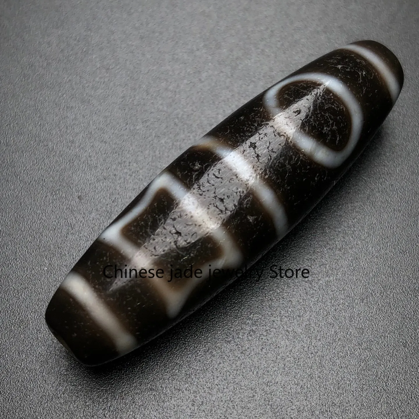 Rare Tibetan Buddhism Agate Heaven Earth Dzi Bead Amulet Necklace Pendant G726