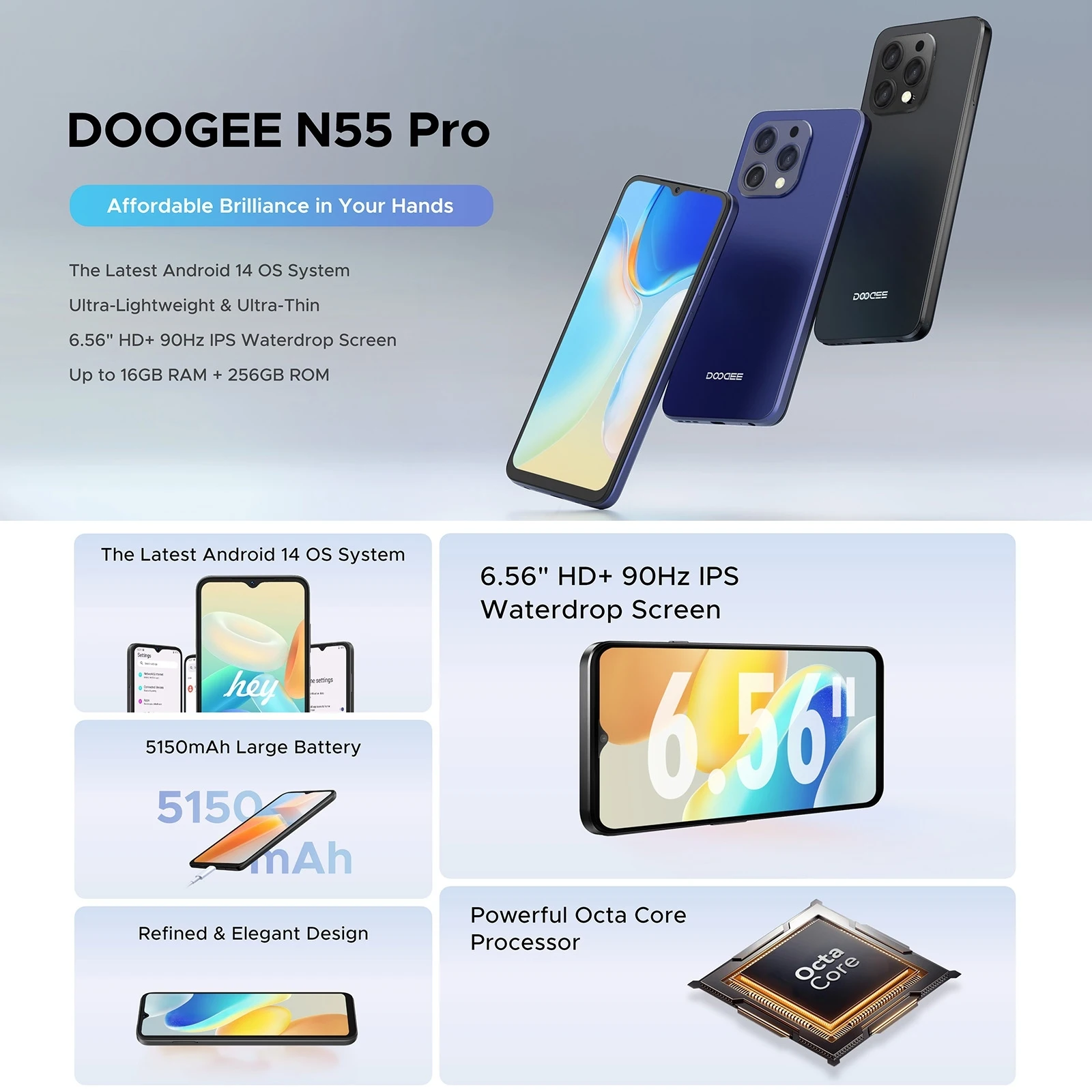 DOOGEE N55 Pro Smartphones  6GB+256GB 6.56