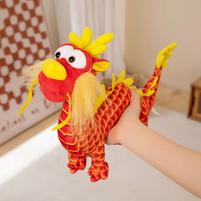 

Китайская Кукла-дракон, мягкая игрушка, кукла-Дракон со знаком зодиака, талисман на год Дракона с прекрасными украшениями