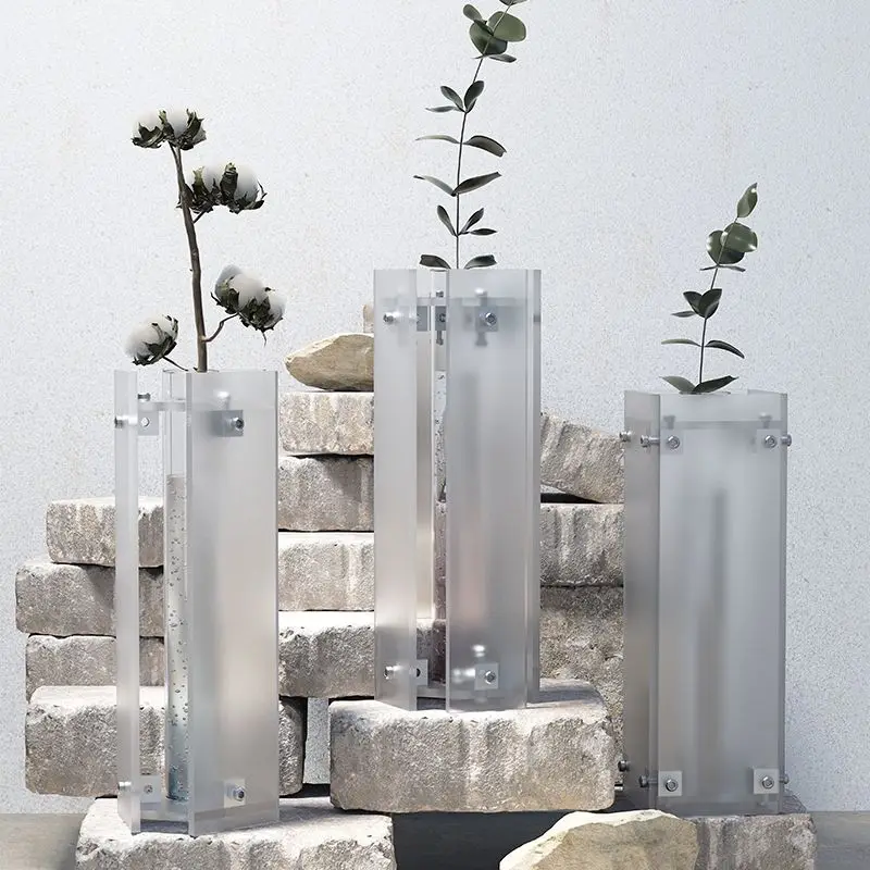 مزهرية زجاجية على شكل نباتات مائية إبداعية، مزهرية زجاجية من الأكريليك البلوري، تشكيلة زهور، فجل أخضر مائي