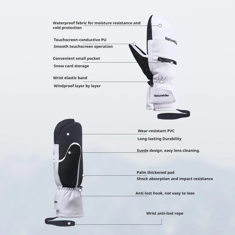 

Naturehike относится к лыжах. Изоляционные перчатки. Корпус из ПВХ. Водоотталкивающая ветрозащитная внутренняя кроватка с пятью пальцами и раздельными пальцами.