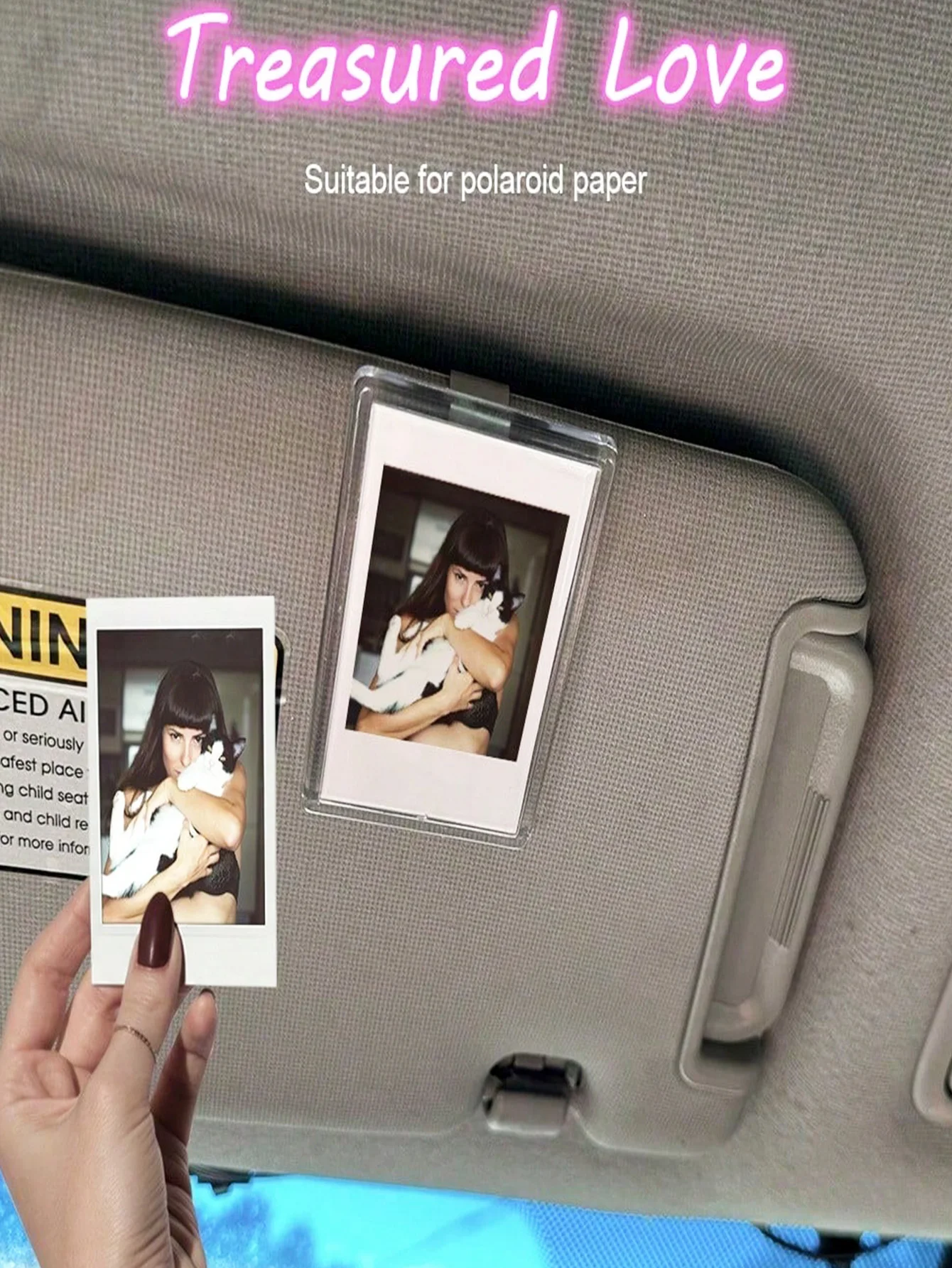 

Cute Magnetic Photo Clip for Car Sun Visor and Fridge Magnet, Clear Acrylic Photo Frame as Personalized DIY Decor for Family, Pe