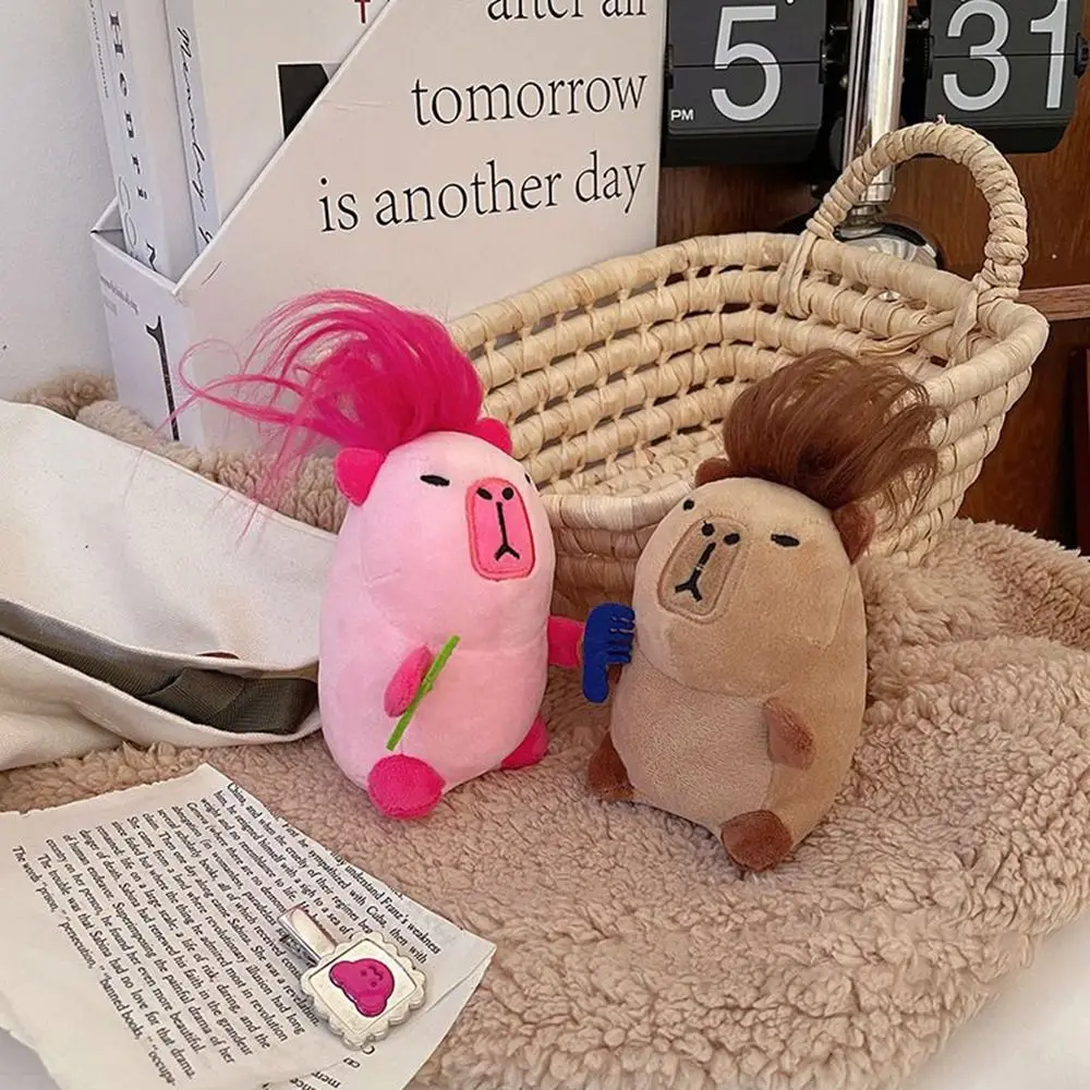 Matte Texture Long-haired Capybara Doll Pendant Hanging Bags Decor Creative Stuffed Capybara Keychain Bag Pendant Cute