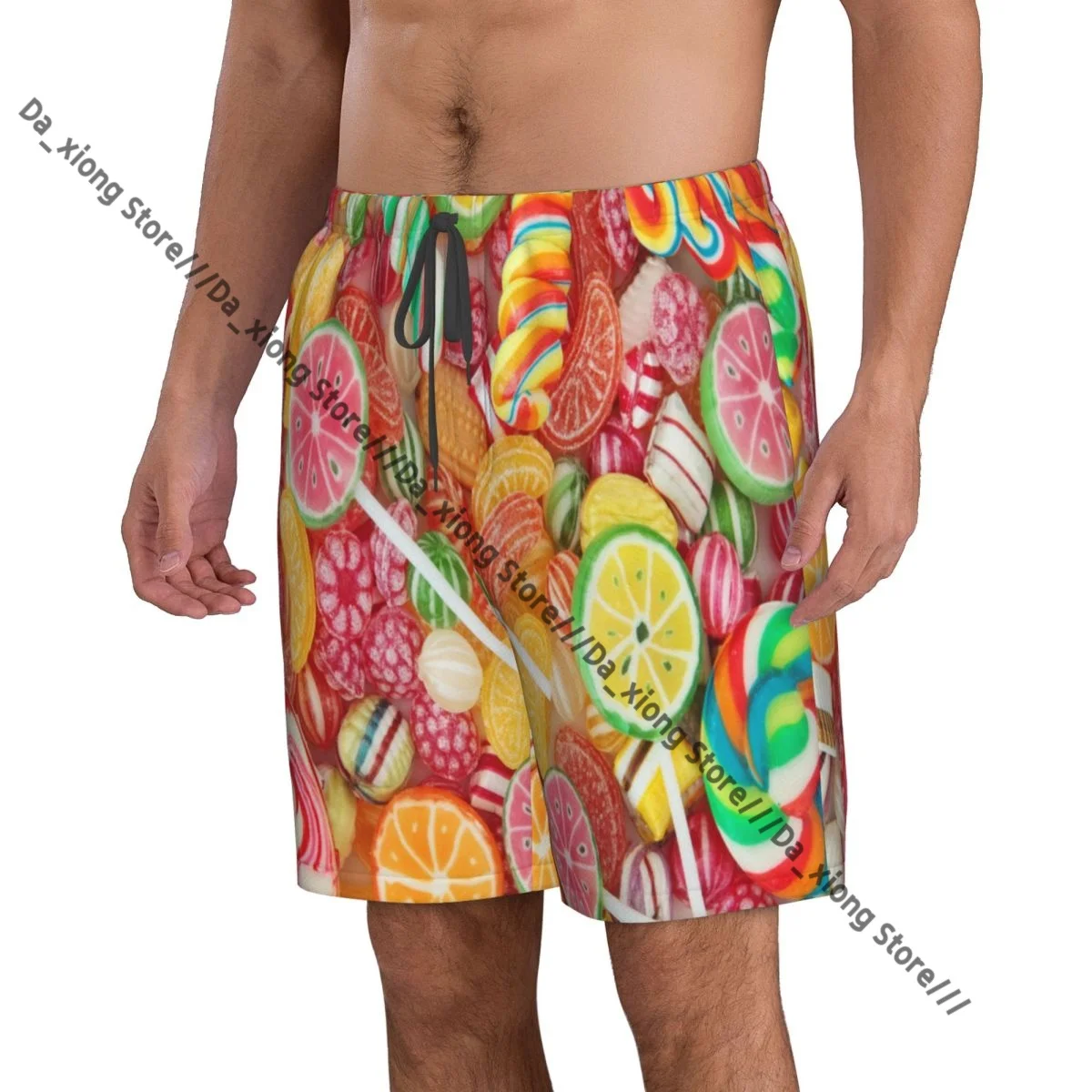 Man Swimwear Candy Caramelos Swim Shorts Trunks Beach Board Shorts Swimming Swimsuits