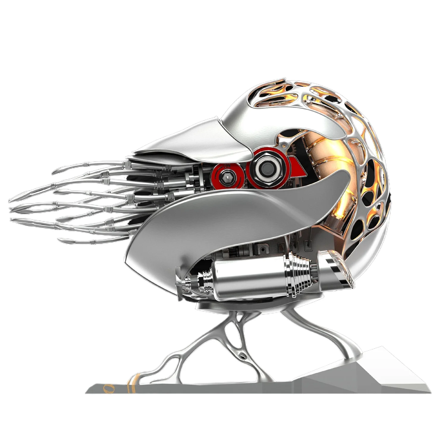 

Mechanical Nautilus Model White Version Pure Metal Pure Electric Drive Handmade Toy Assembly Art Ornaments