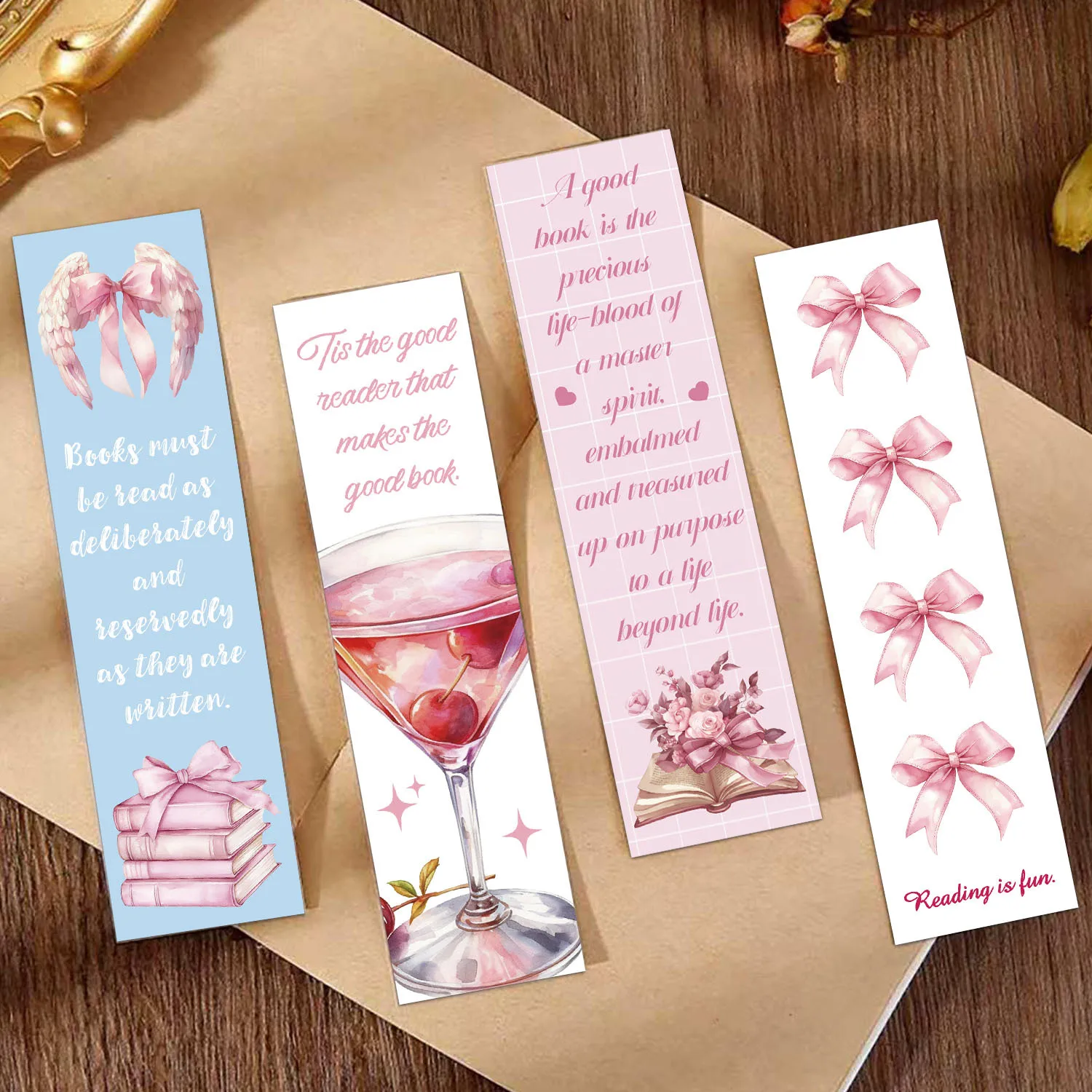 30Pcs Cartoon Pink Reading Bookmarks Set for Journal Aesthetic Paper DIY Decoration