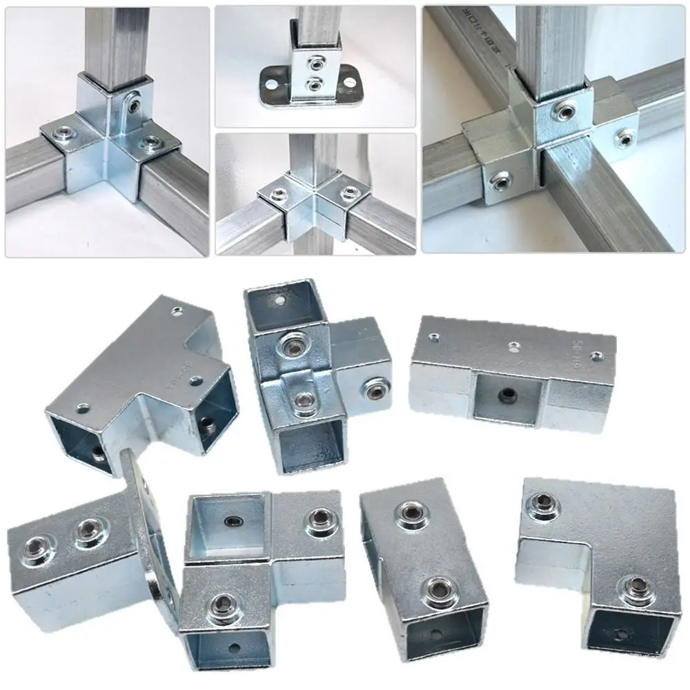 50mm Square Tube Connector Galvanized Steel Weld-Free Assembly Square Pipe Fitting Thickened Structure Multiway Connection