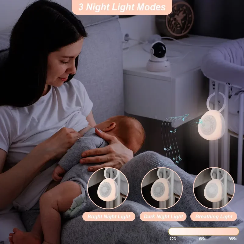 Mini Sleep Sound Machine Rechargeable White Noise Player Baby Nursery Night Light with Timer Compact Design for Bedtime