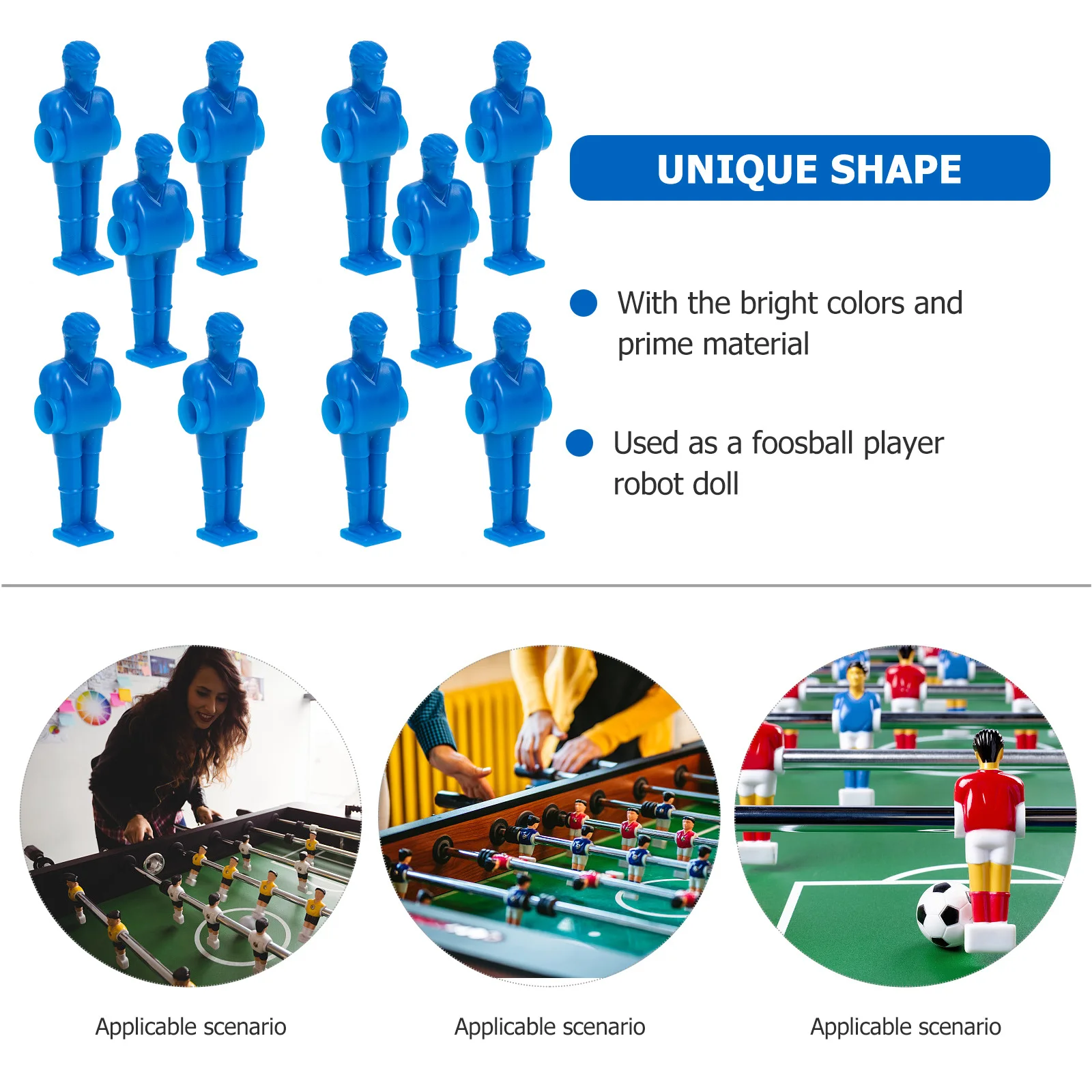 

10pcs Foosball Players Durable High Grade Plastic Bright Colors Fit St Table Football Game Rod Replacement