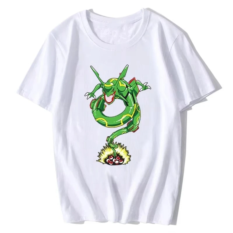 

Pokémon Rayquaza Anime Original Printed T-Shirt Summer New Men's and Women's Loose Casual Trend Versatile Short Sleeve Top