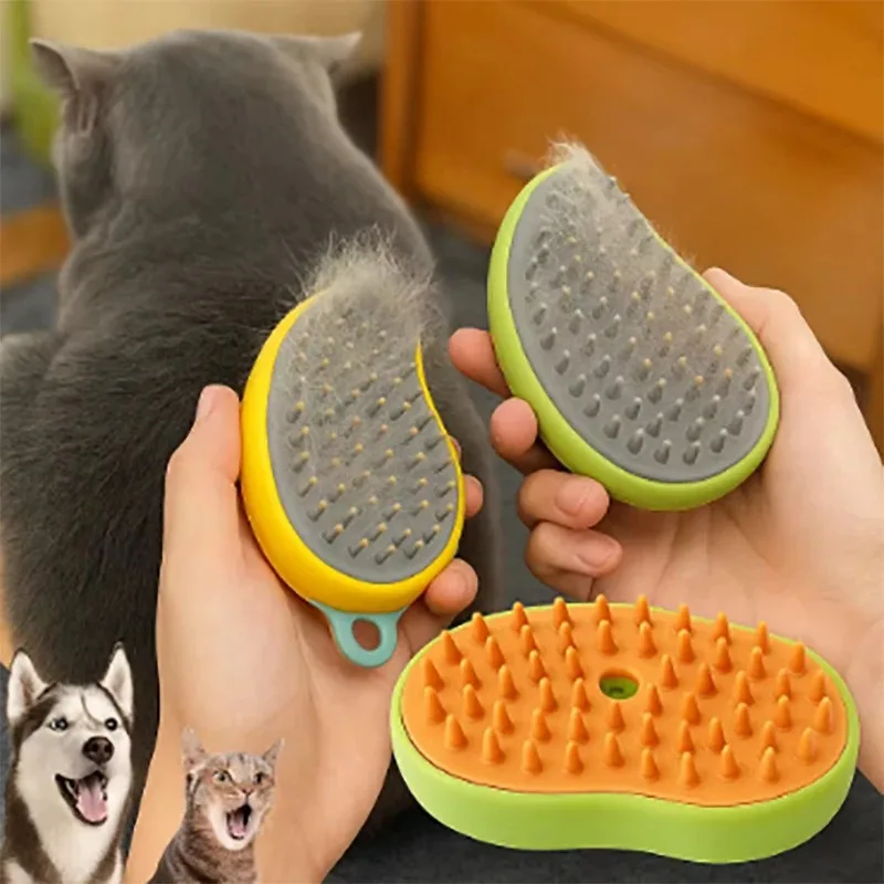Steam Hair Removal Brush Spray Cat Hair Brush Three in One Silicone Brush Used to Massage Pets Remove Floating Hairs