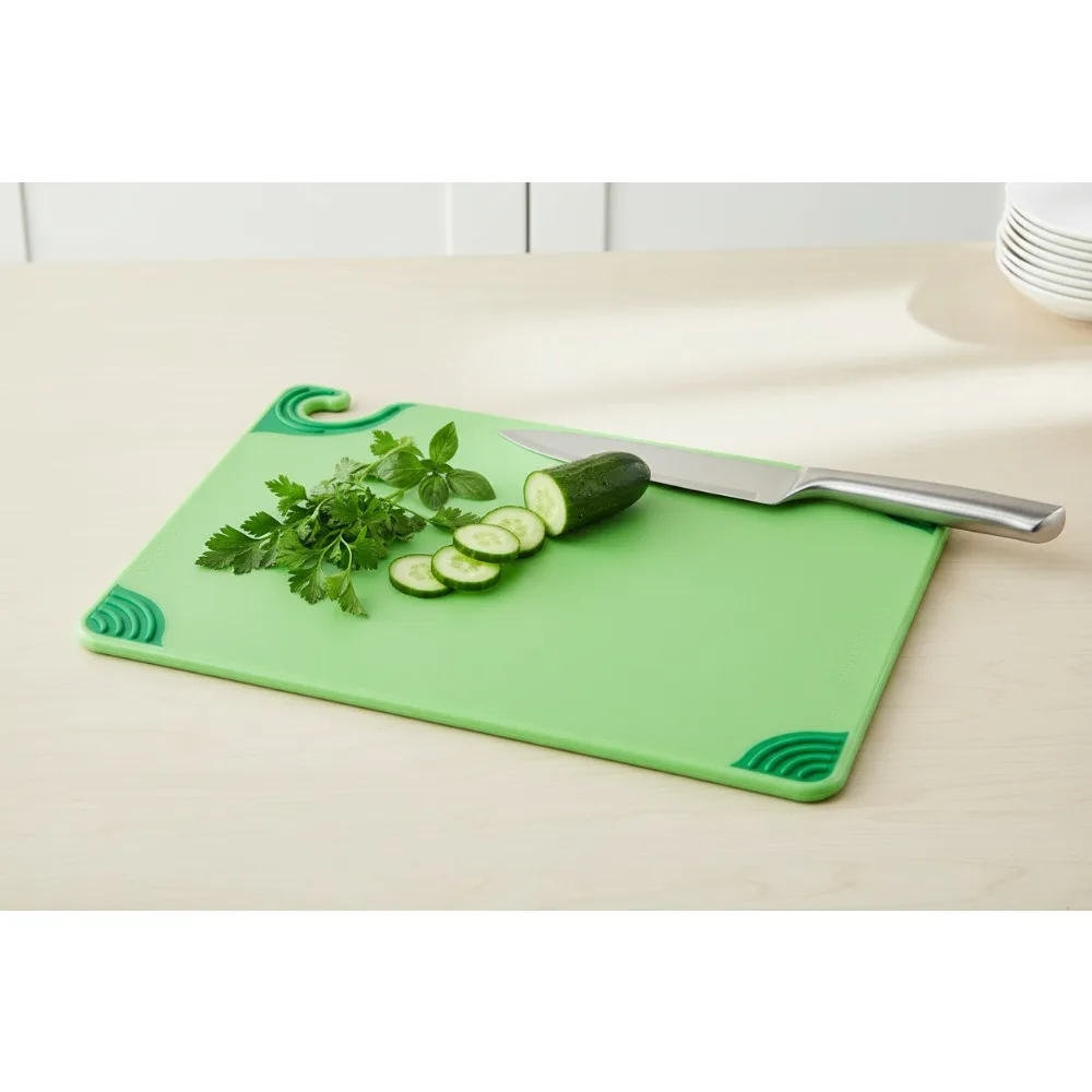 لوح تقطيع بلاستيكي غير قابل للانزلاق مقاس 15 × 20 بوصة مع خطاف أمان، مرمز بالألوان HACCP للاستخدام الاحترافي والمنزلي في المطبخ