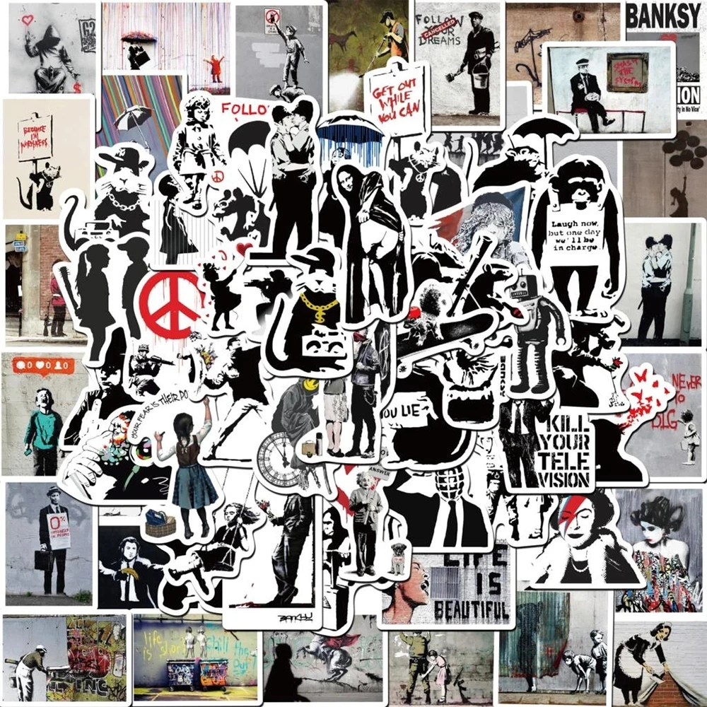 10/30/67pcs Banksy Street Style Graffiti Stickers Aesthetic Decals DIY Luggage Laptop Skateboard Phone Case Cool Kids Sticker