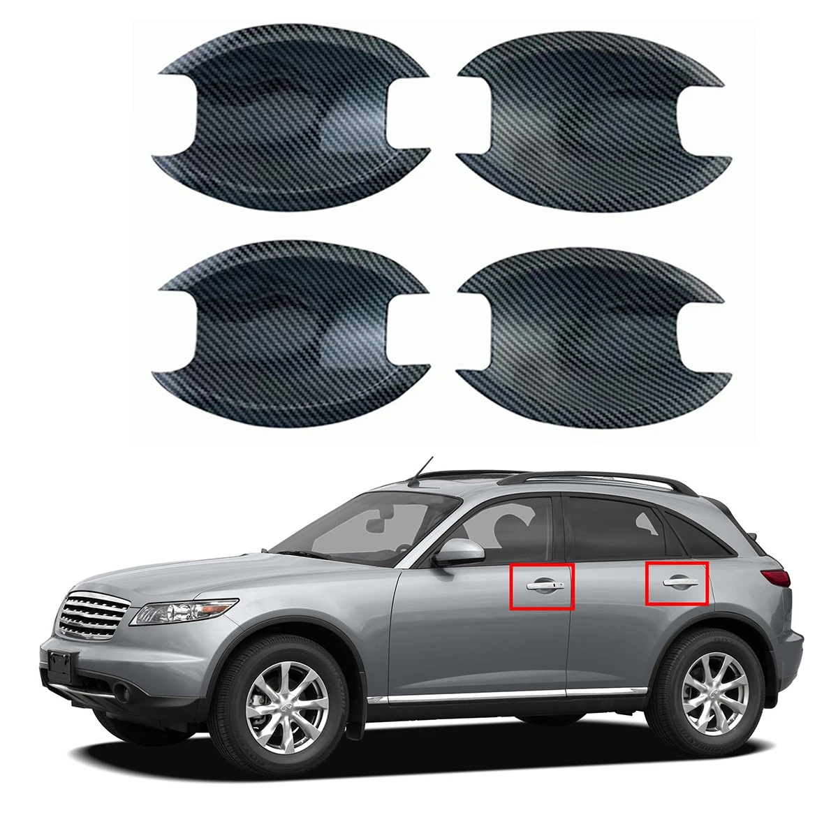 

For Infiniti FX35 FX45 FX G35 2003 2004 2005 2006 2007 2008 Car Accessories ABS Carbon Door Bowl Cover Protector Paste Style