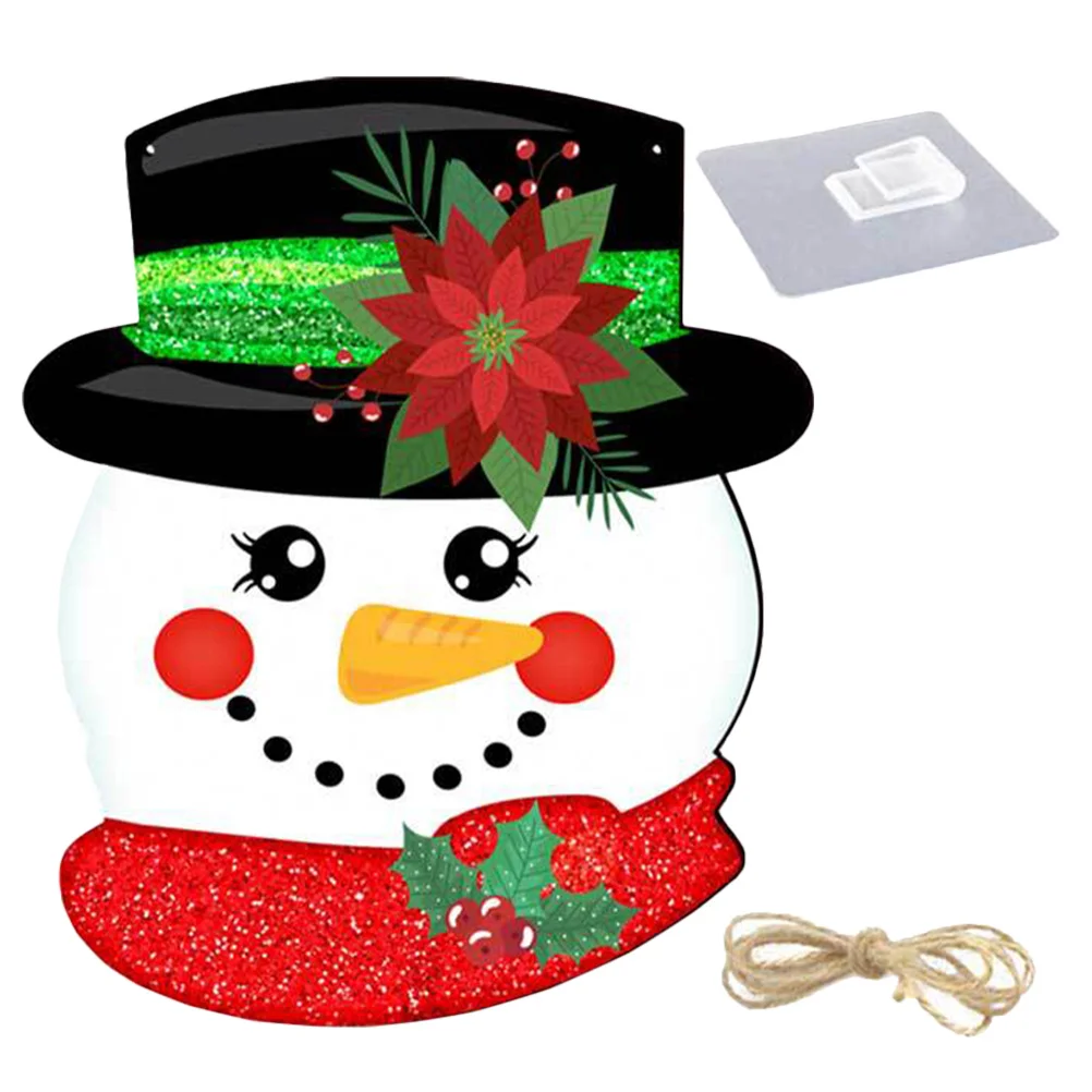 

Wooden Christmas Door Sign Snowman Plaque Hanging Farmhouse Style Xmas Ornament Front Door Decor Christmas Hanging Sign