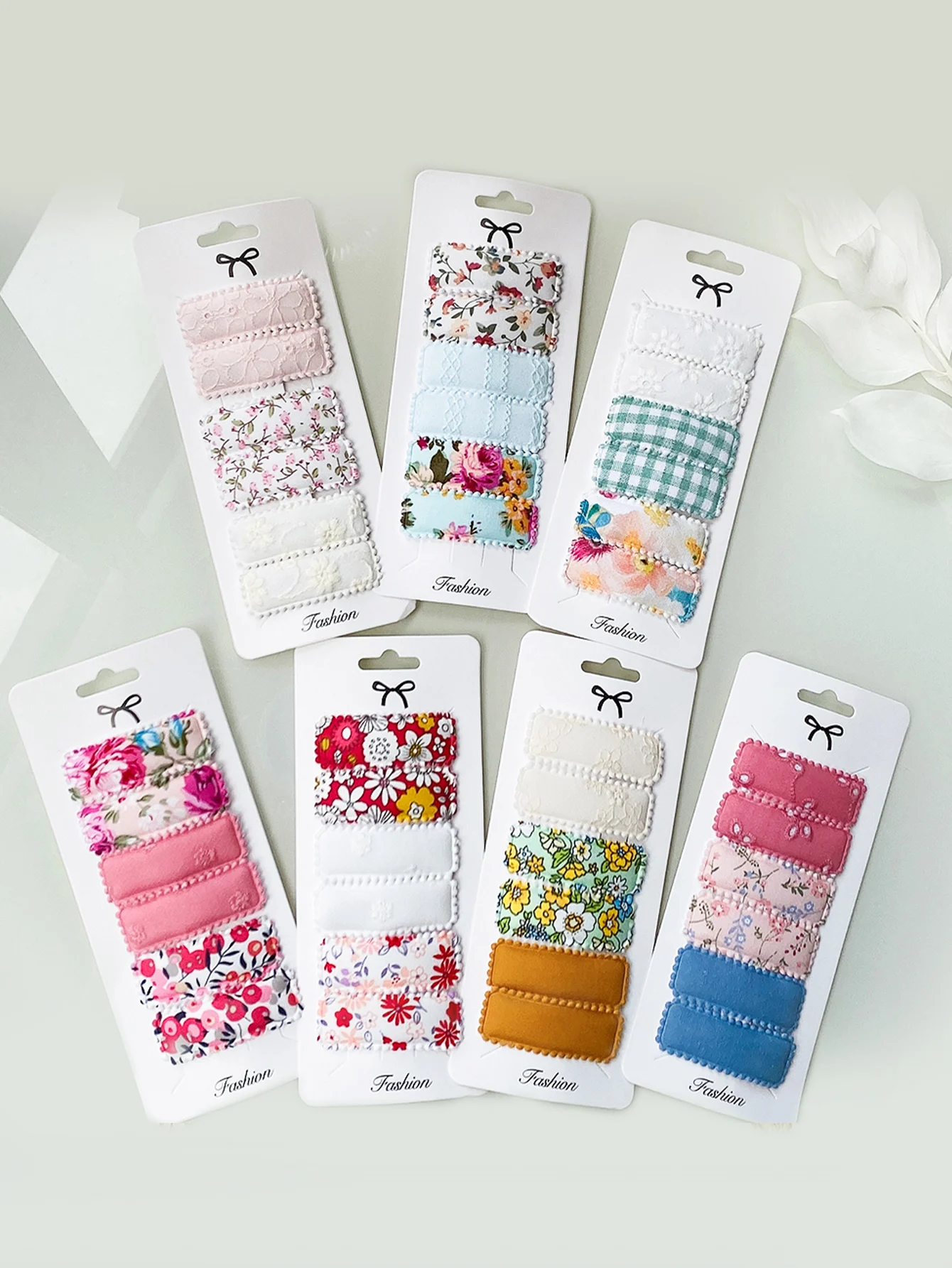 6Pcs Fashion Print Hairclips with Paper Jam Girl Waterdrop Broken Hair BB Clip Handmade Hairpin Headwear Kid Hair Accessories
