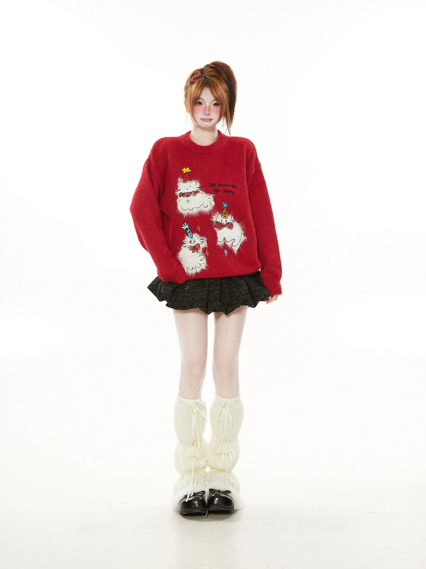 

New 2026 Red Patchwork Knitted Sweater round Ne Soft Cozy Korean Sle Spring Autumn Women's Top Casual Loose Fit Knitwear