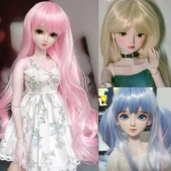Pelucas de pelo de muñeca SD BJD 1/3, fibra resistente al calor, peluca de muñeca de onda larga con flequillo, muñeca con circunferencia de la cabeza de 60CM, 22-24cm
