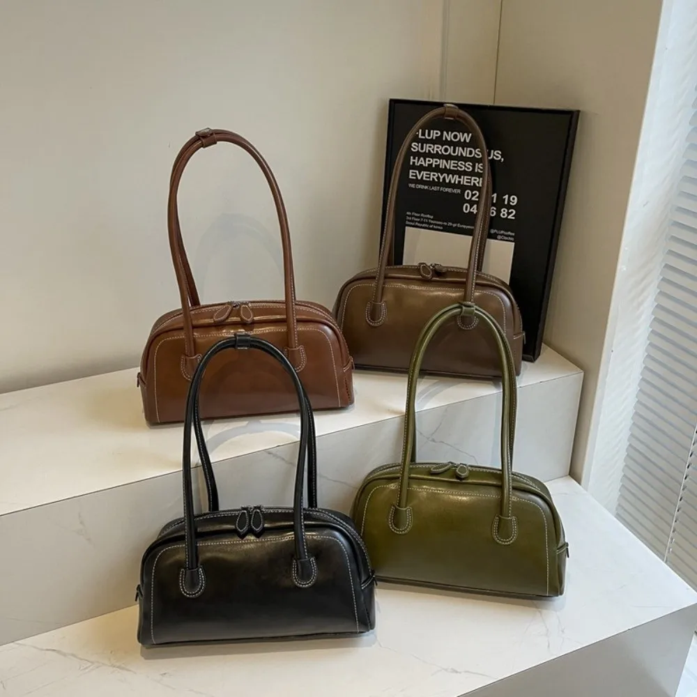 

Vintage Large Capacity Women PU Shoulder Bag Korean Ins Style PU Leather PU Hobo Bag Portable Personality Underarm Bag Business
