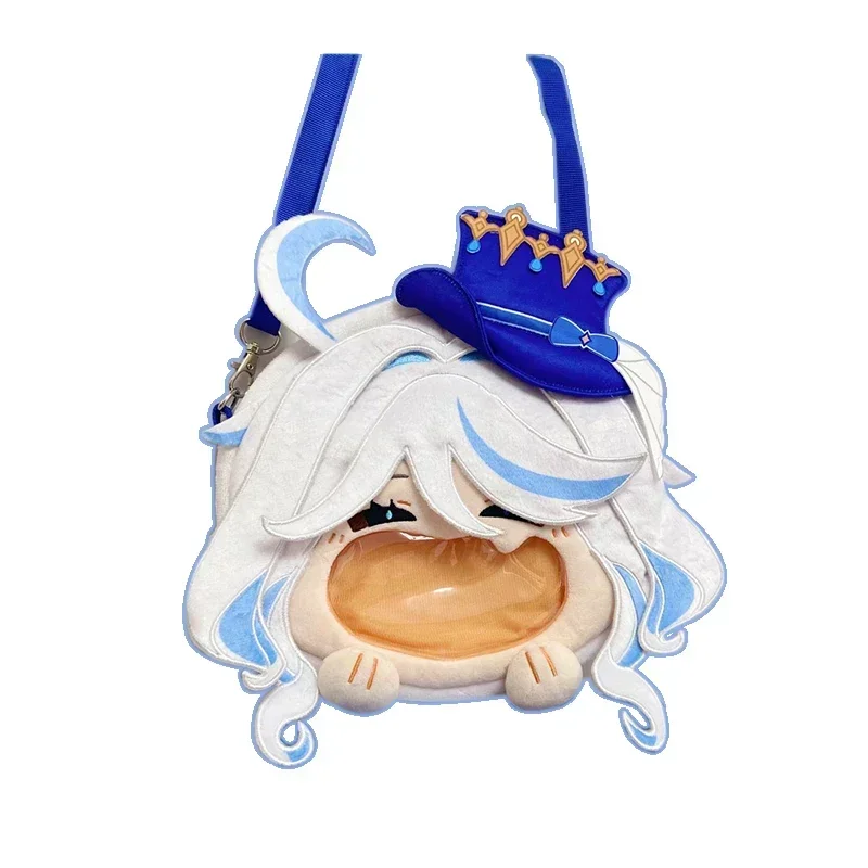 Jeu Genshin Impact Furina Cosplay sac en peluche grande bouche Itabag poupée jouet étudiant sac à bandoulière blanc bleu sac à dos portefeuille cadeaux
