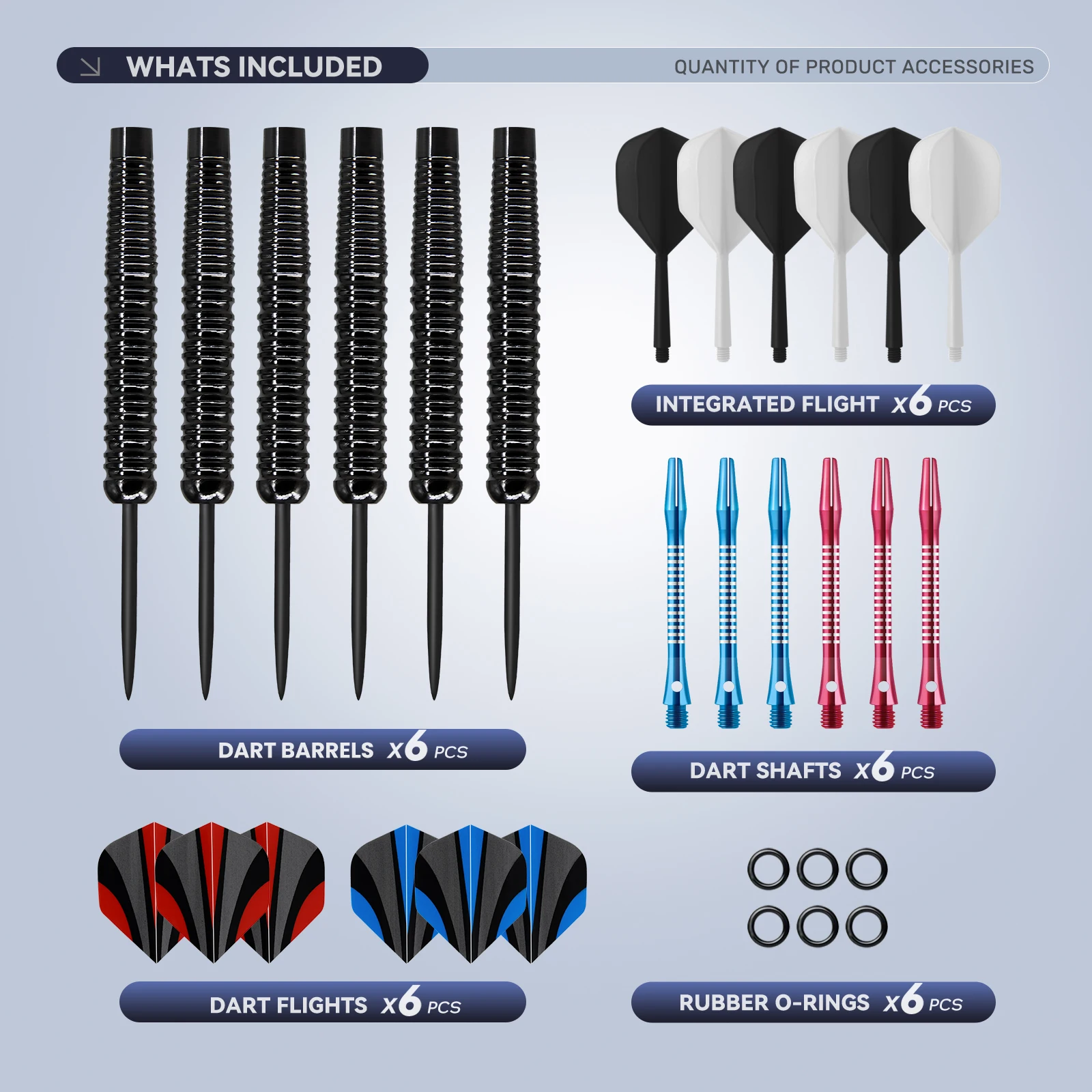 Huanqu Professional All-In-One Dart Set, Six-Piece Dart Set with Spare Aluminum Shaft Flights and O-Rings, Complete Accessories, Durable Standard Darts, Indoor and Outdoor Competition Training Game Supplies, Universal Dart Set, Perfect Holiday Gift