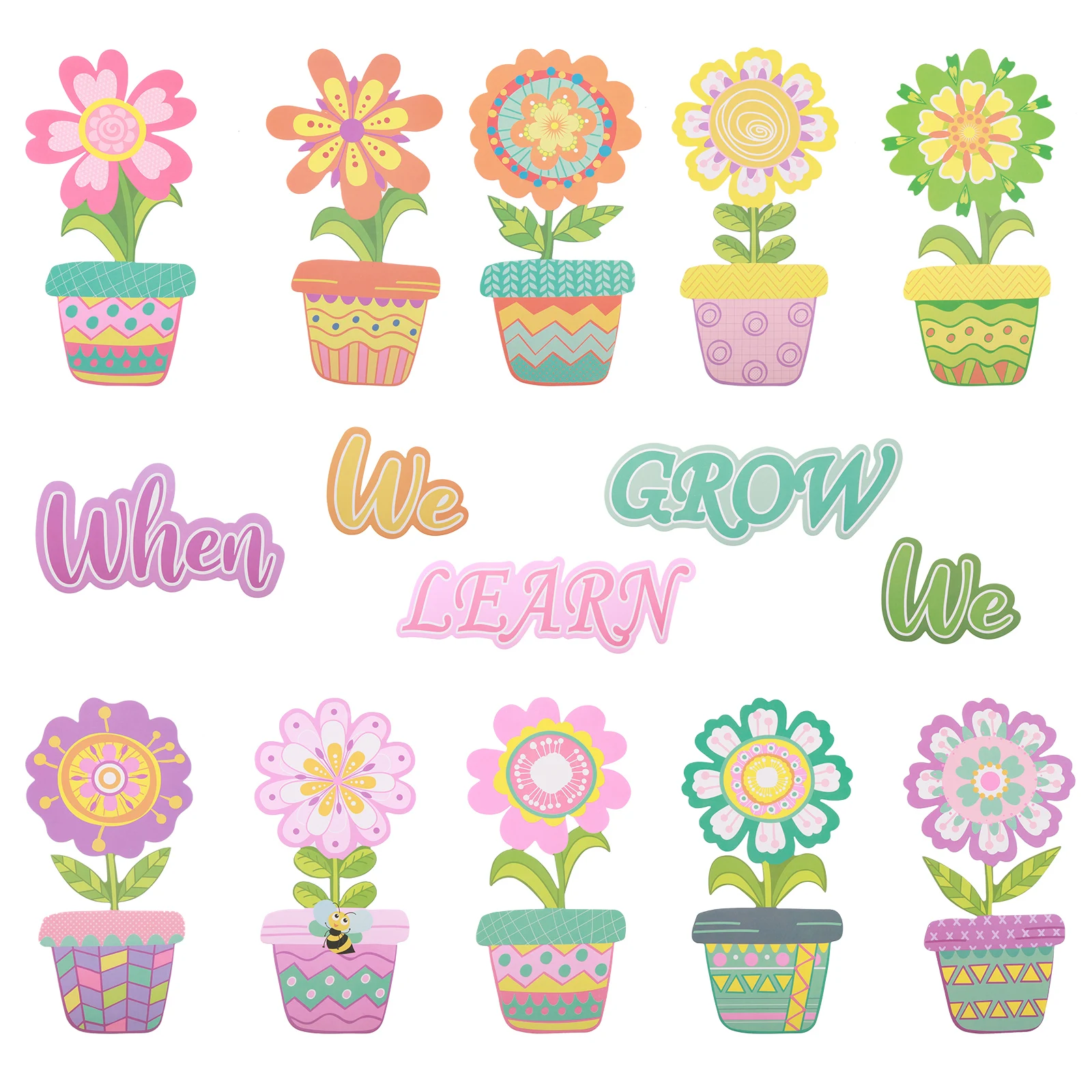 Juego de 45 piezas de flores, decoración de aula, invitación DIY, tipo 1