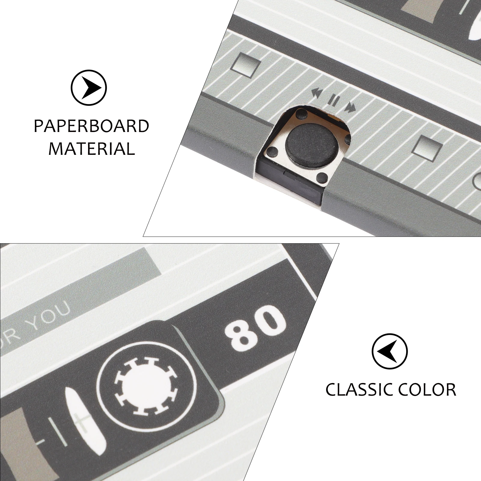 

Card Musical Greeting Voice Recorder Cassette Tape Birthday Recordable Buttons Black Cardboard Plus Chip Father