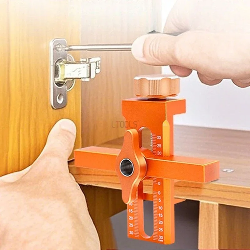 Cabinet Making Auxiliary Jig for Panel, Rebound Device and Hinge Installation - No Handle Cabinet Panel Install Leveling Clamp