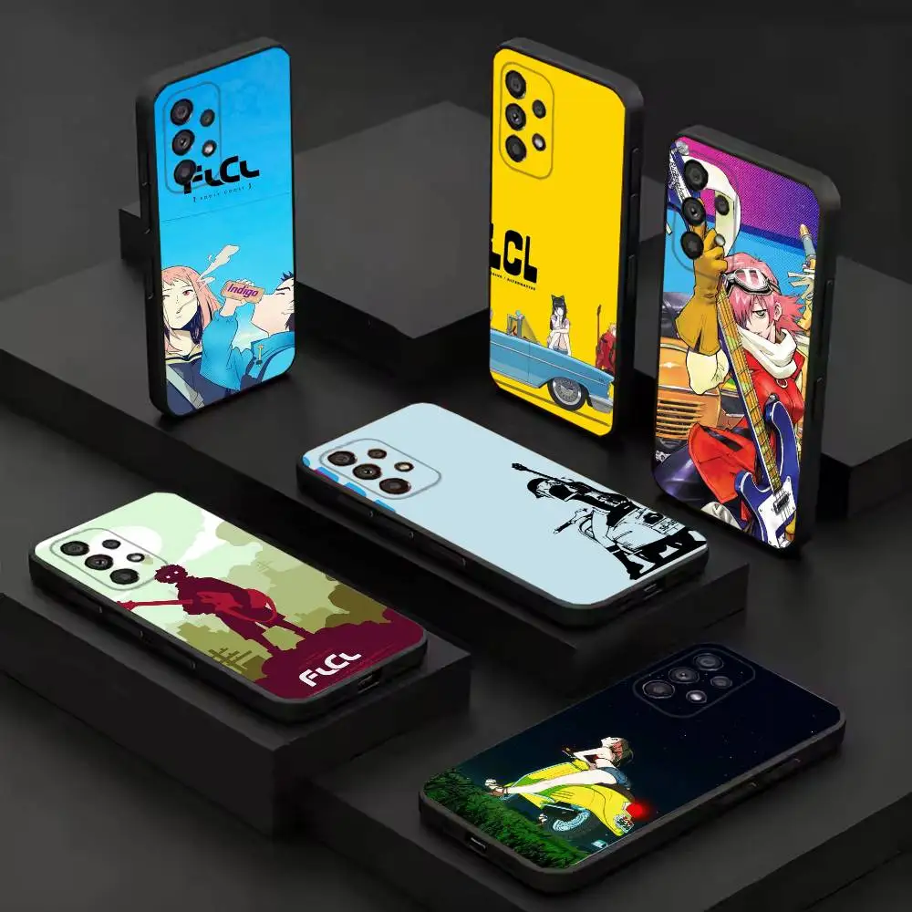 Anime Fooly Cooly Black Protective Cell Cover For Samsung S26 25 24 23 22 21 20 10 10E Plus FE Ultra Note Soft case