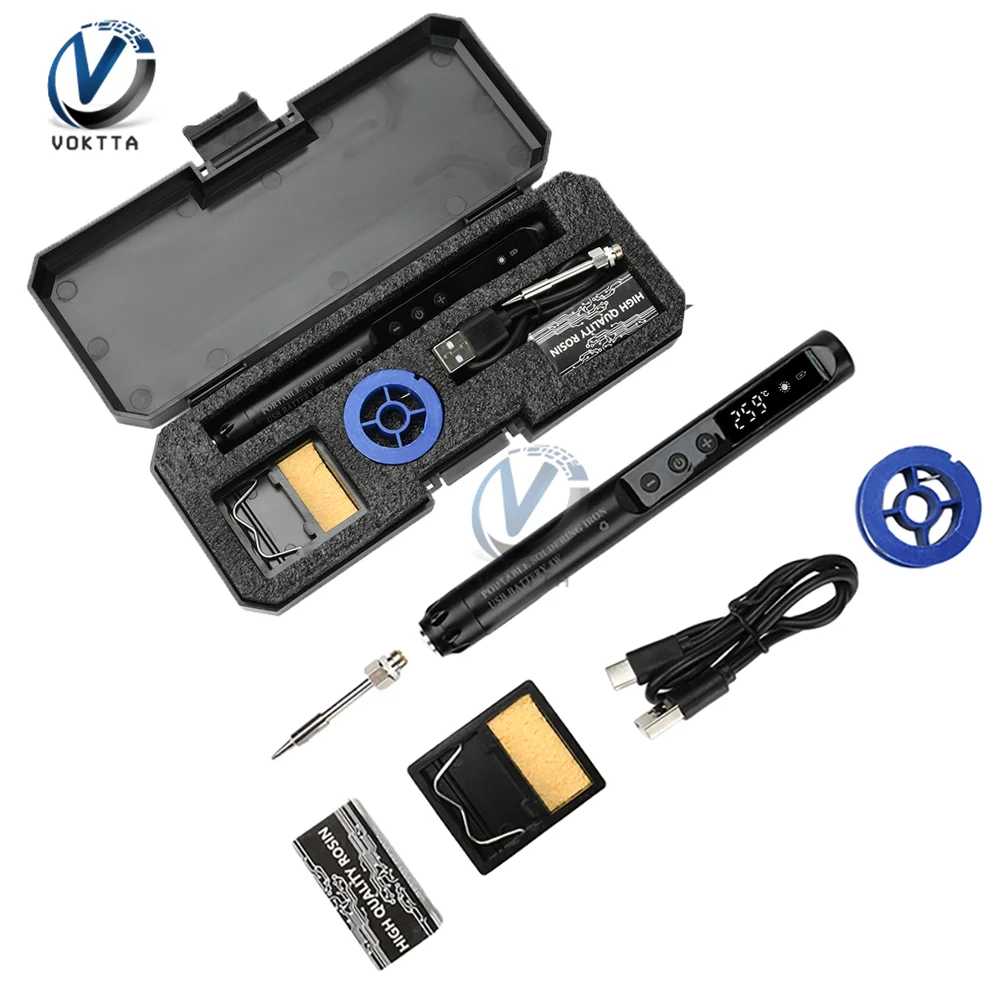 5V 8W USB 무선 전기 납땜 인두 키트 200-450 ℃   조정 가능한 온도 510 빠른 가열 요소 수리 용접 철 도구