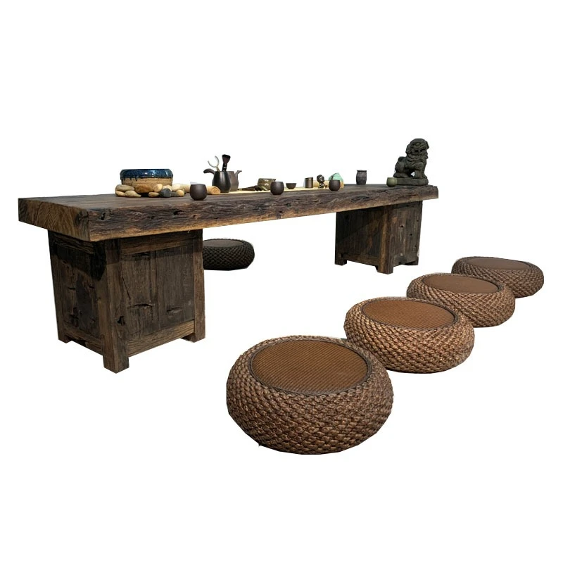 

Old wood Chinese tea table Homestay tatami solid wo od low ta ble Sitting Zen coffee tab le