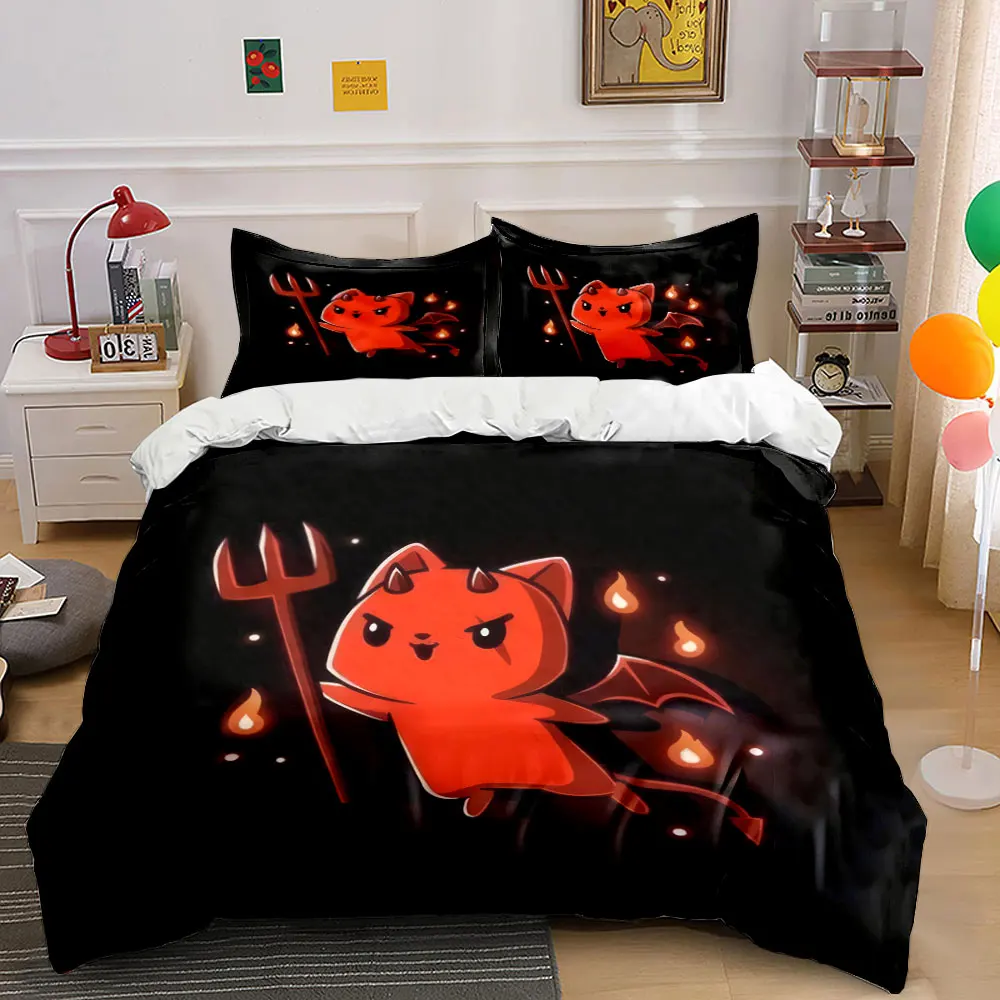 "Devil-Themed Home Decor Set" Bedding Set with 1 Duvet Cover 2 Pillowcases Single Double King Queen, Gift