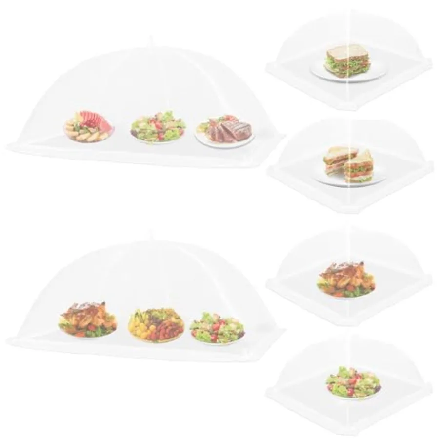 

6 Pack Food Covers for Outside Mesh 2 XL 40x25 inch + 4 L 17x17 inch Popup Foldable Outdoor Food Tents with Screen Net to Keep