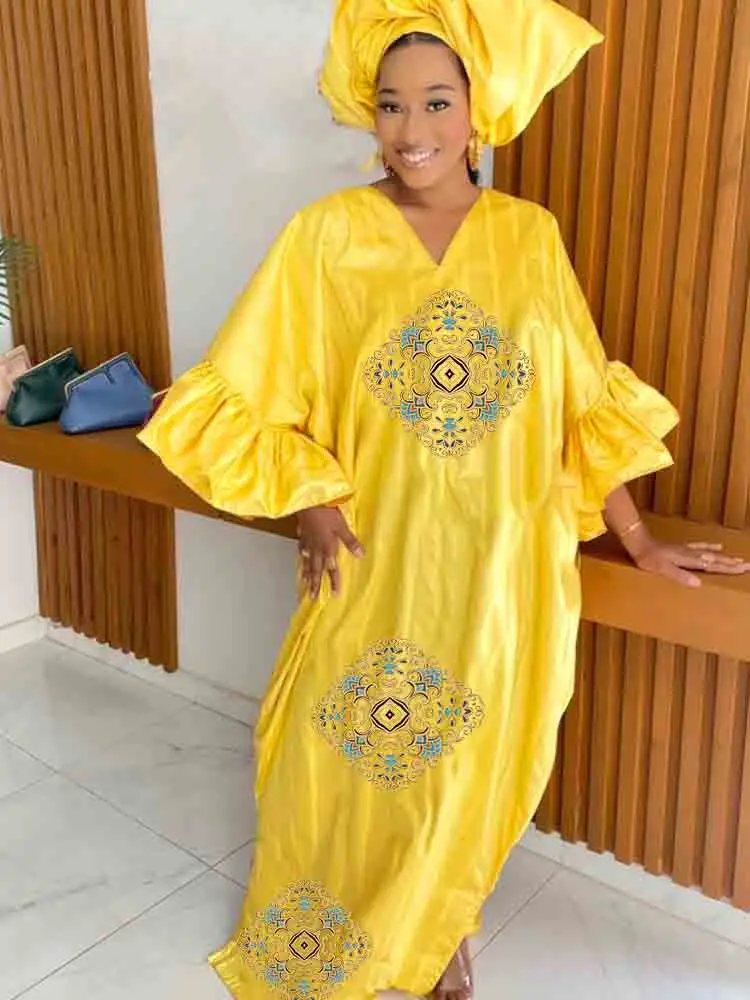 

Evening Dress African Traditional Dresses Bazin Riche Long Sleeve Wedding Dress Wearable Throughout The Four Seasons