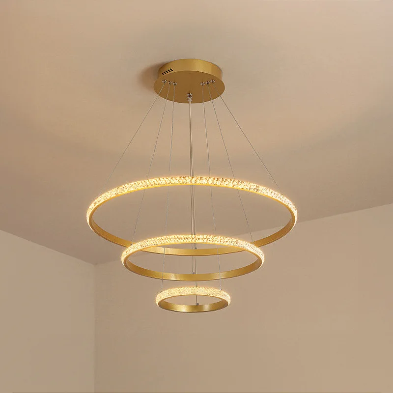 Lámpara colgante LED circular minimalista de 3 anillas - Lámpara nórdica para sala de estar/dormitorio/isla de cocina