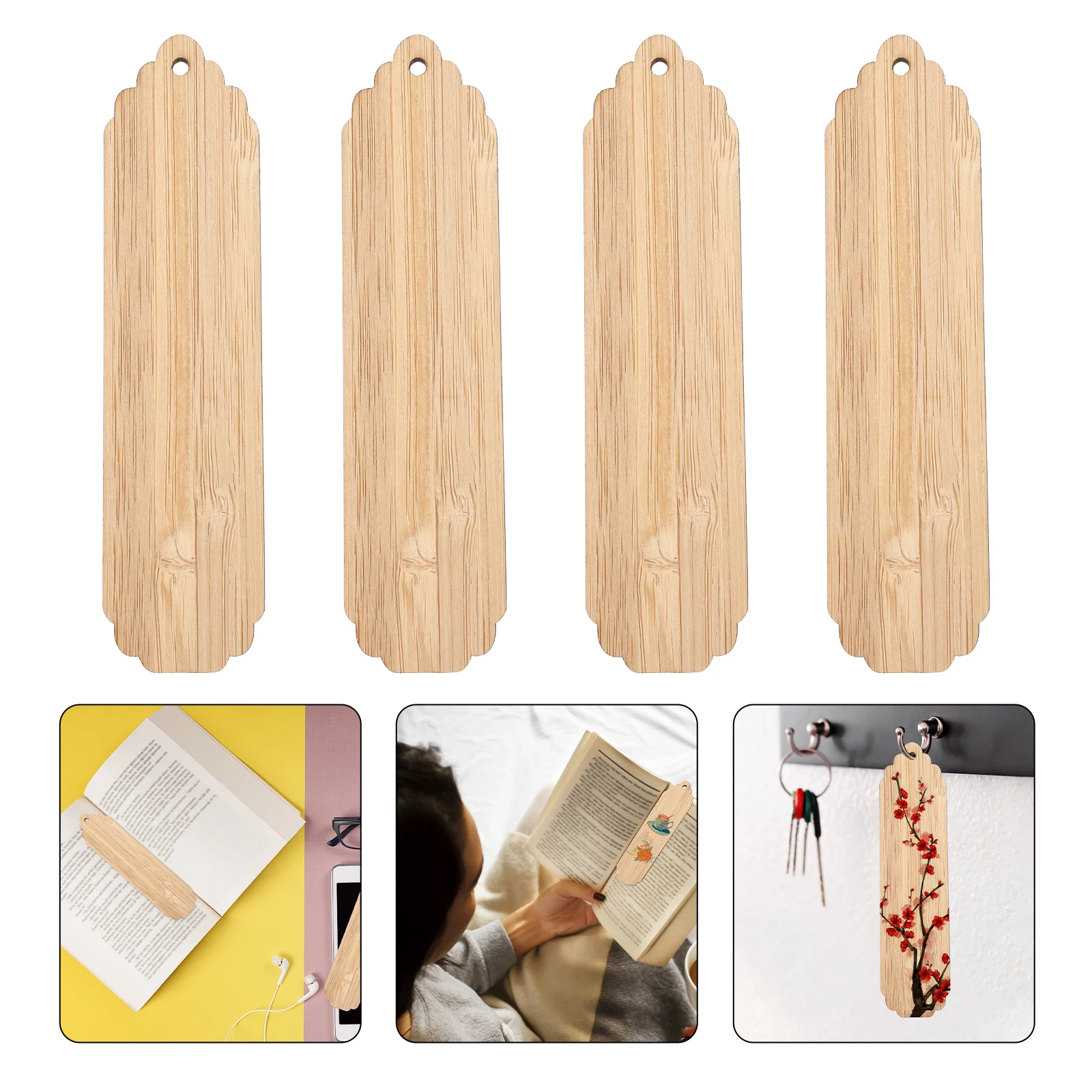 

10pcs DIY Bookmarks Blank Wood Unfinished Craft Tags Creative Wooden Page Markers for Writing Decorating Study Accessories