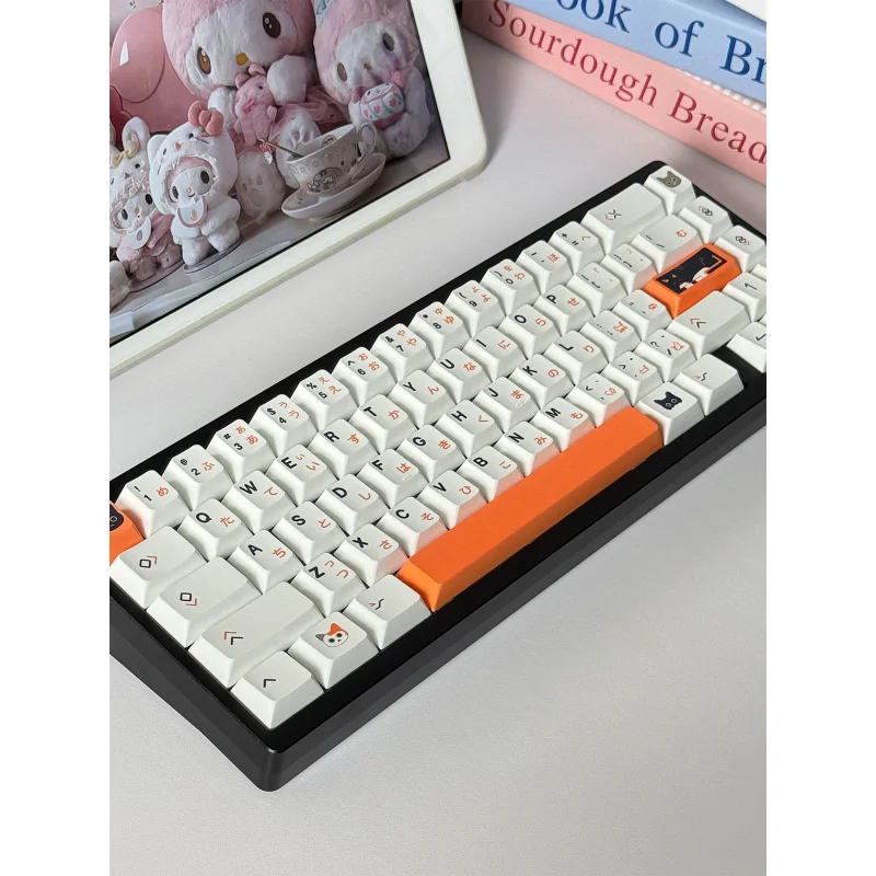 Retro Cat Keycaps 126-Key Dye-Sublimated PBT Keycap Cherry Profile  For Mechanical Keyboards Office Game