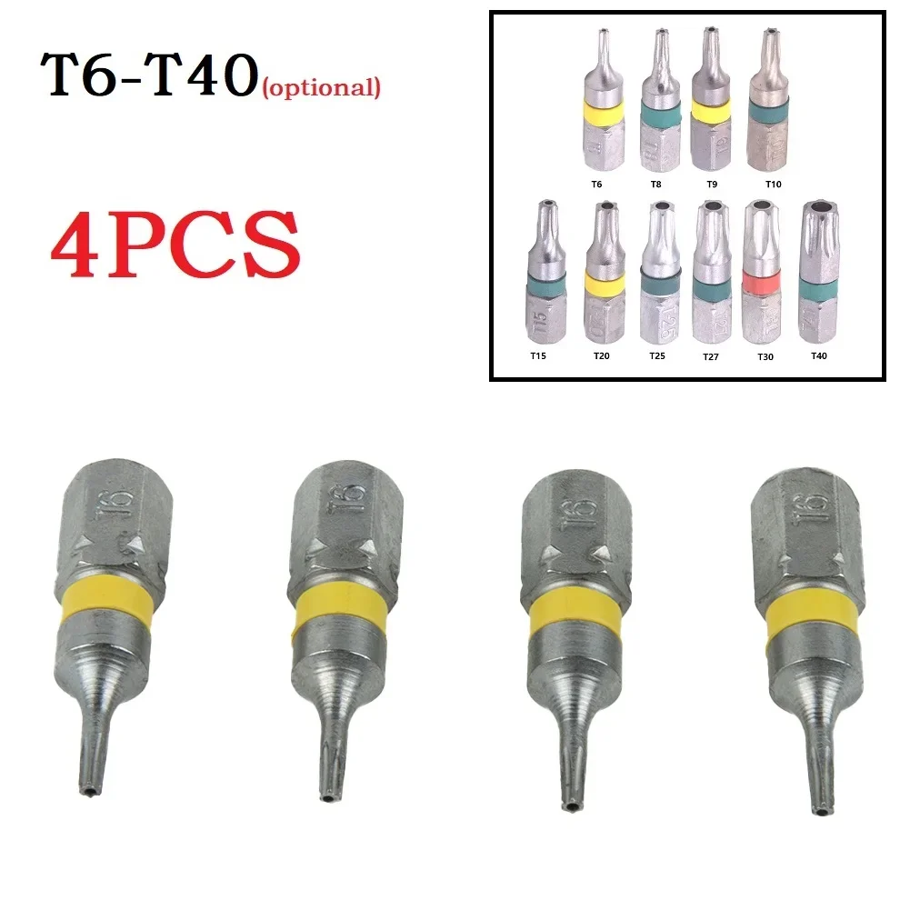 4 Pz 25mm T6-T40 Punte per cacciavite Torx magnetico Set Cacciavite elettrico Testa T6/T8/T9/T10/T15/T20/T25/T27/T30/T35/T40 Utensile manuale