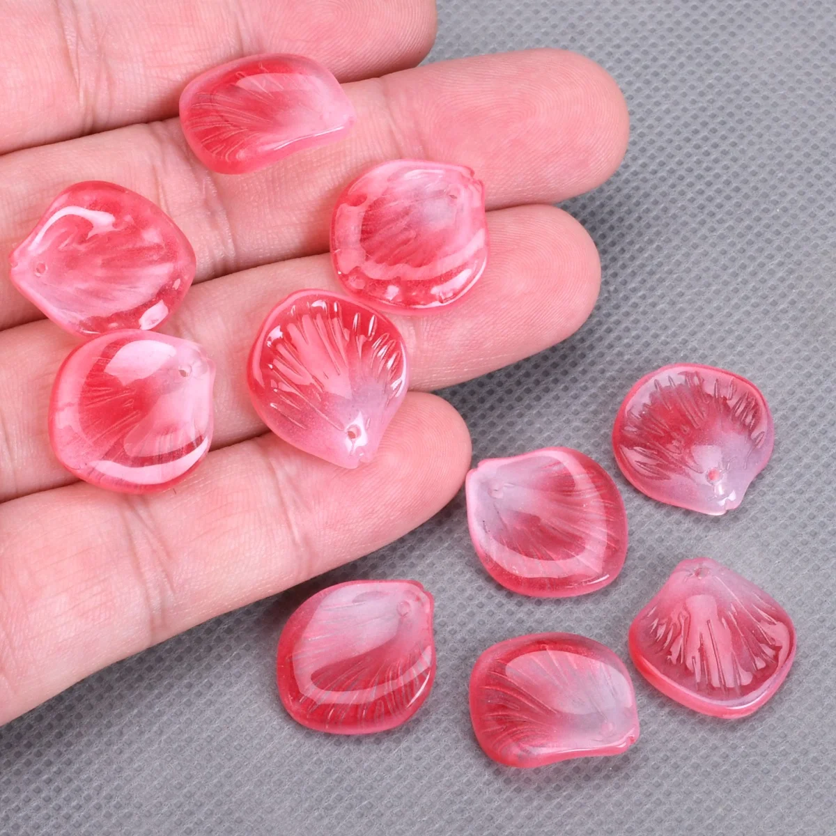 10pcs 20x18mm Floral Petal Lampwork Crystal Glass Loose Top Drilled Pendants Beads for Jewelry Making DIY Crafts Flower Findings