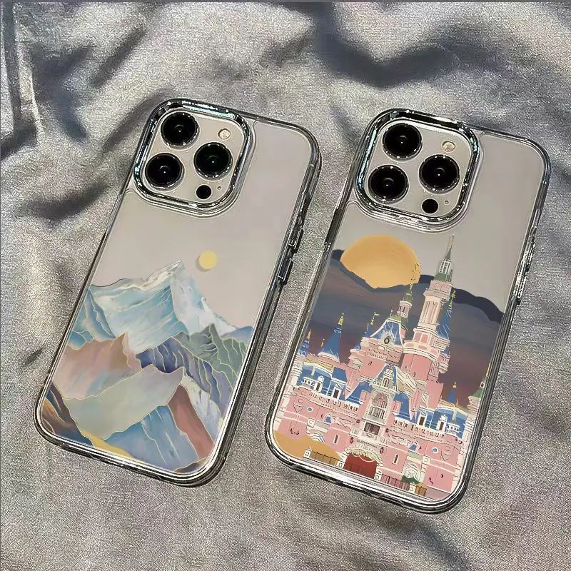 Disneys Castle Estheticism Sunrise Phone Case For iPhone 15 14 13 12 11 Pro Max 7 8 Plus XR XS MAX Y2K Cute Beautiful Back Cover