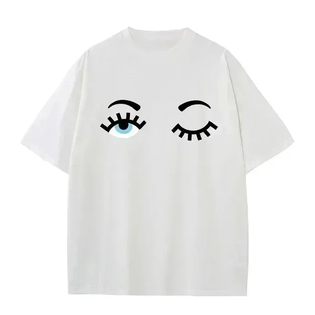 

2025 Cool FerragniES Eyes C-Chiara Print T-Shirt Women's Classic Loose T-Shirt Summer Women's Clothing