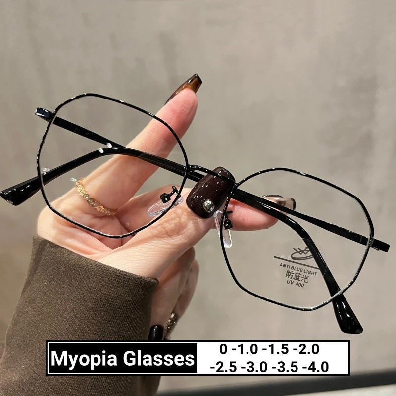 

Fashion Clear Lens Near Sight Eyewear Ultra Light Gold Wire Small Frame Myopia Glasses for Women Anti Bluel Light Eyeglasses