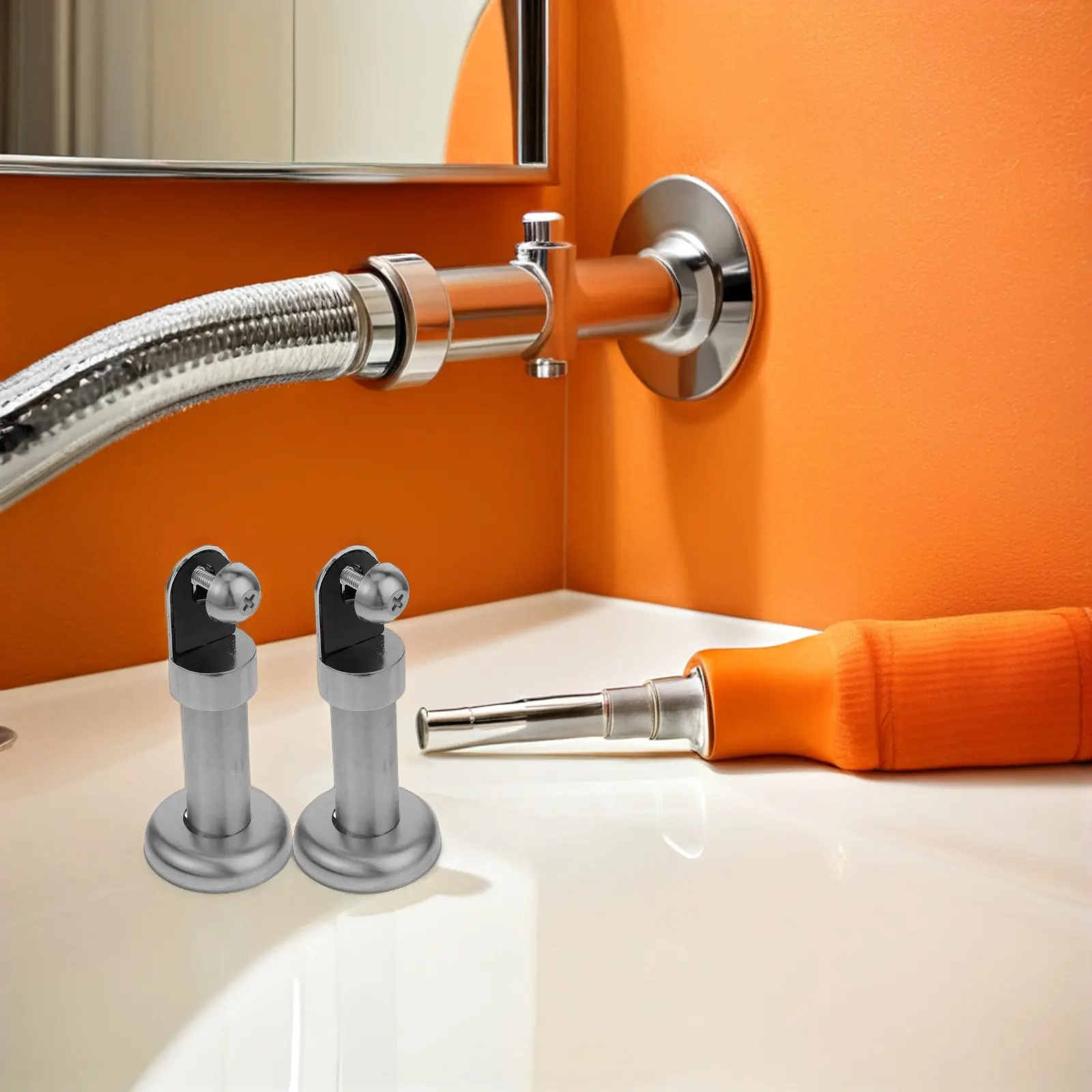 2Pcs Stainless Steel Bathroom Stall Support Legs Partition Floor Mount Brackets Toilet Cubicle Leg Replacement Commercial
