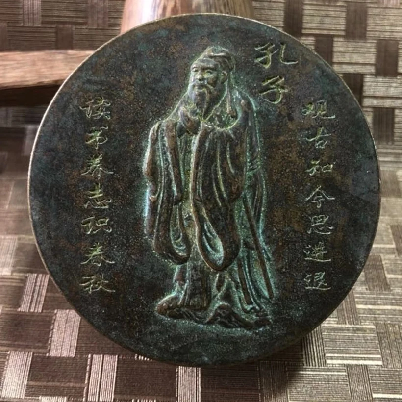 

Bronze collection pure copper Confucius ink box inkpad home decoration film props Spring Autumn Period Warring States Period