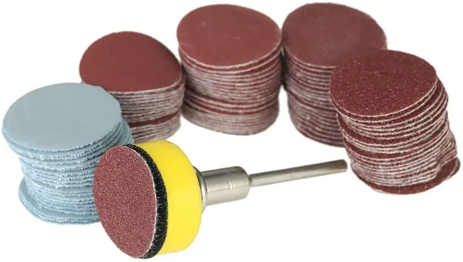 101 قطعة هوك وحلقة الرملي أقراص الوسادة 1 بوصة/25 مللي متر مع 1/8 "عرقوب جلخ لوحة تلميع لوحة لتلميع دريمل أداة دوارة #6