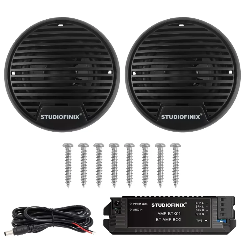 STUDIOFINIX 3'' 160W 2PCS Quality Marine Waterproof Speakers Motorcycle Bluetooth Audio Stereo System For ATV UTV Outdoor Boat